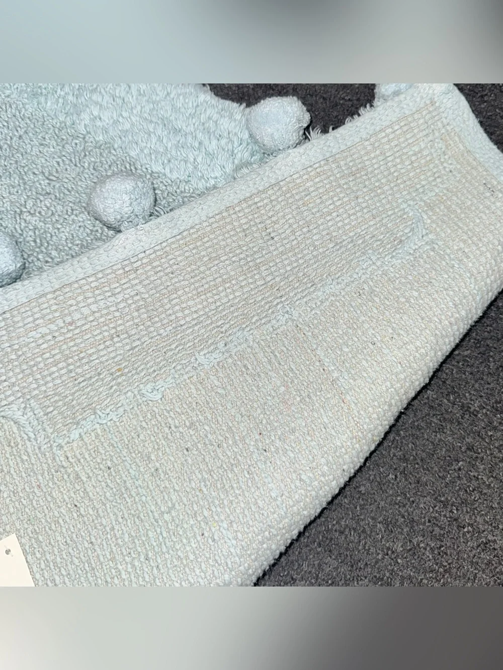 Home Collections Pom Pom Bath Mat Cotton Aqua 18x28 NWT